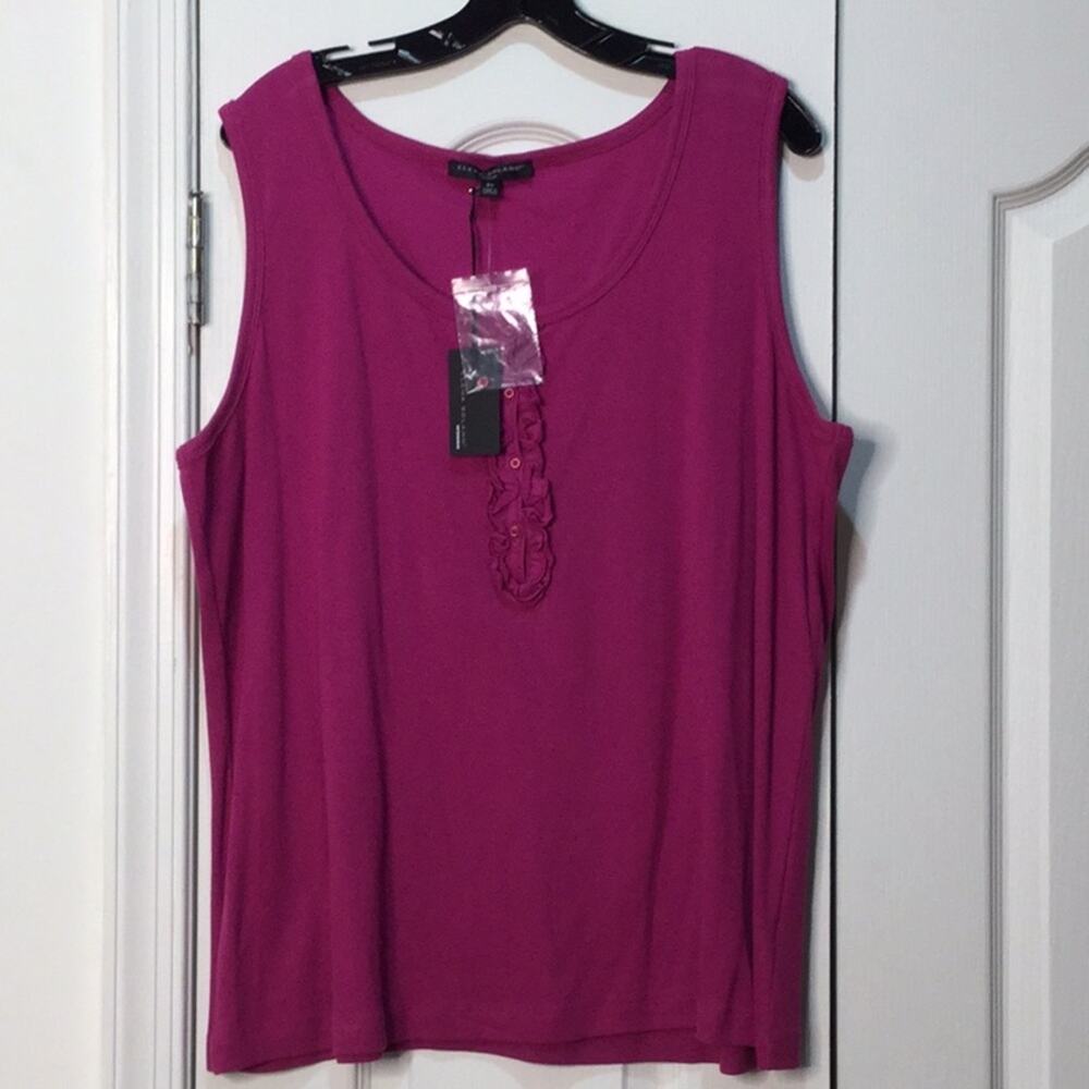 Elena Solano 3x pink ruffled front tank NWT